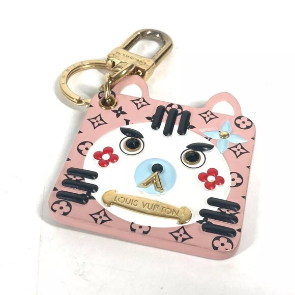 LOUIS VUITTON Portocle-Fun Face Monogram Cat Bag Charm Key Holder - Picture 1 of 9